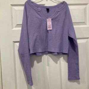 Wild Fable Lavender Long Sleeve Crop Top